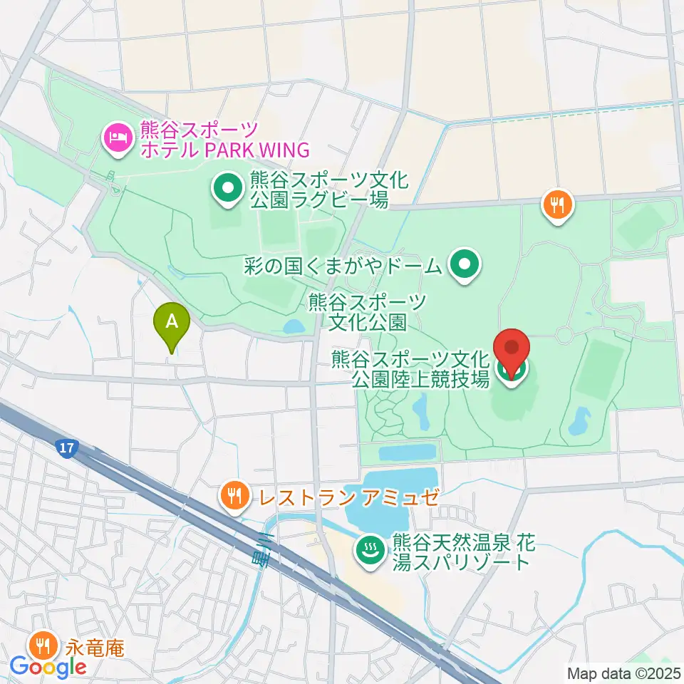 熊谷スポーツ文化公園陸上競技場周辺のホテル一覧地図