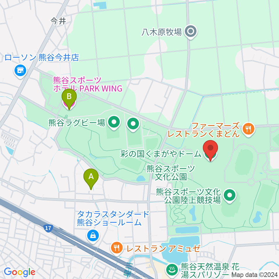 彩の国くまがやドーム周辺のホテル一覧地図