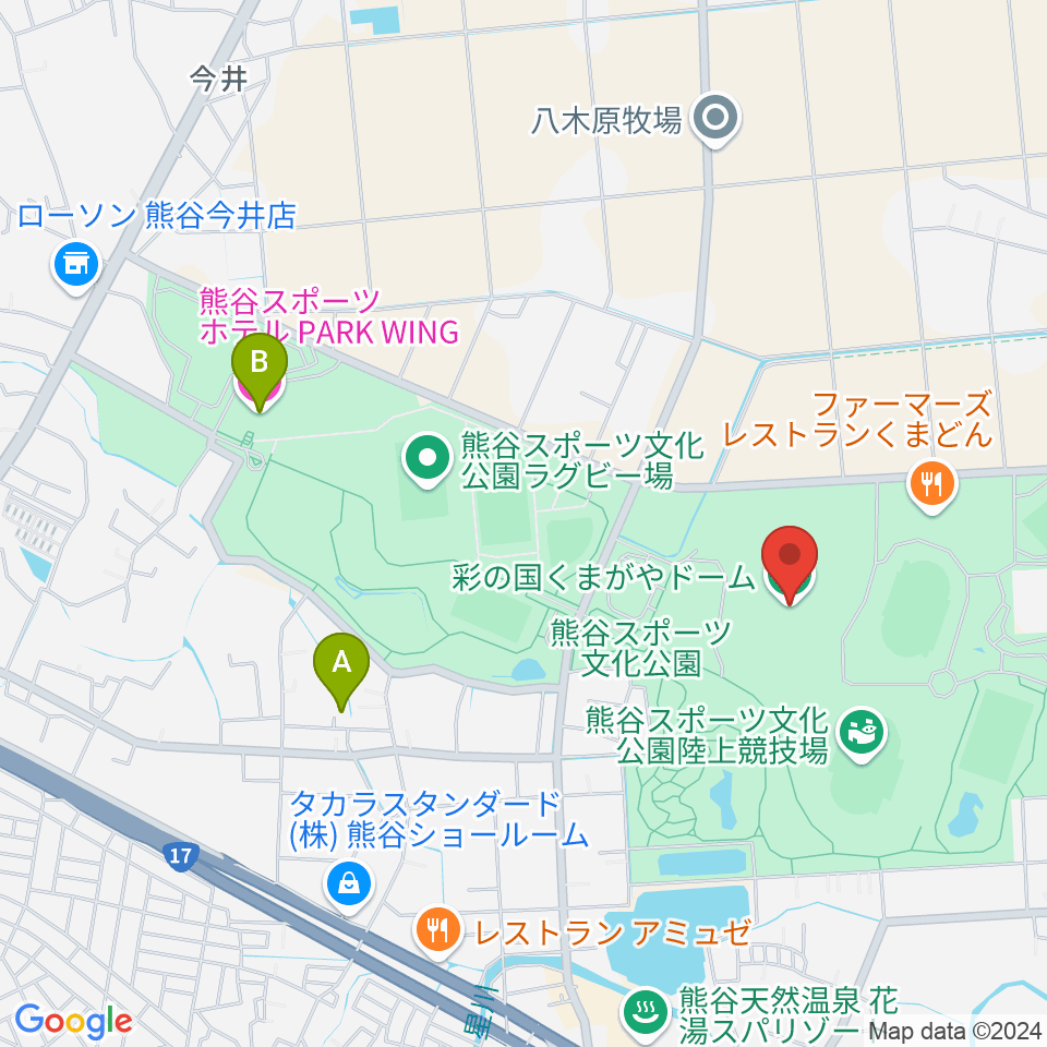 彩の国くまがやドーム周辺のホテル一覧地図