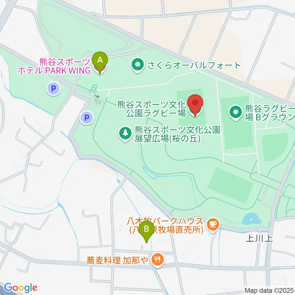熊谷ラグビー場周辺のホテル一覧地図
