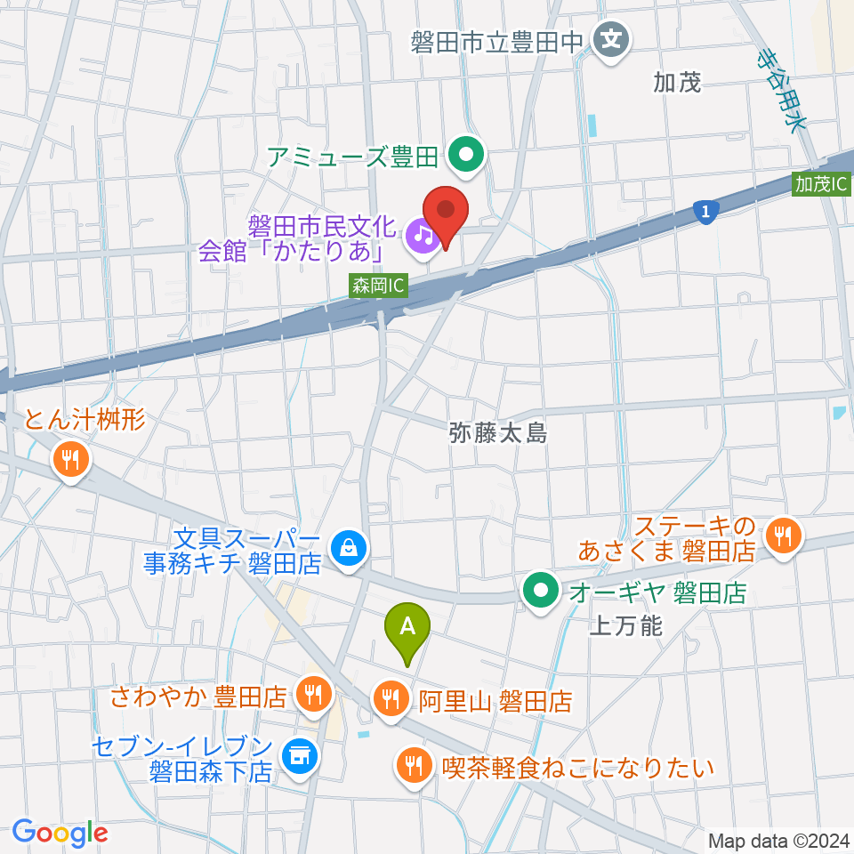 かたりあ 磐田市民文化会館周辺のホテル一覧地図