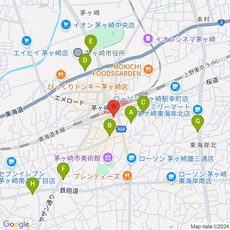 長谷川楽器店 駅前センター周辺のホテル一覧地図