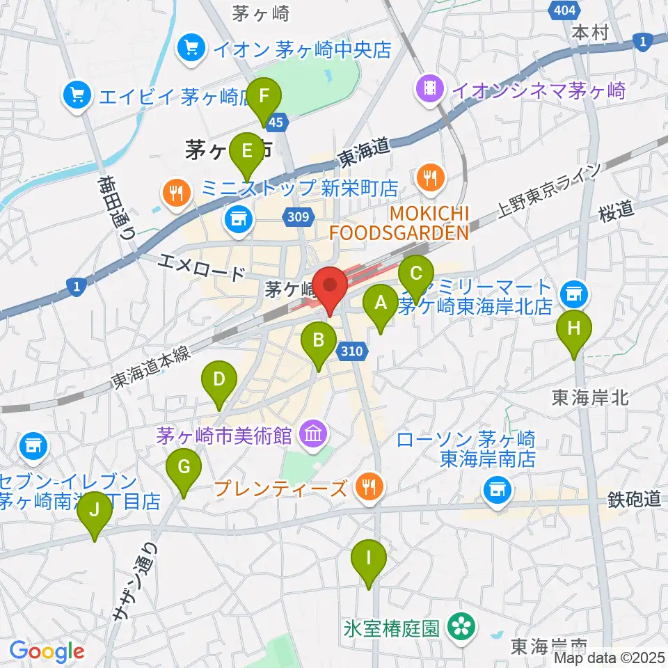 長谷川楽器店 駅前センター周辺のホテル一覧地図