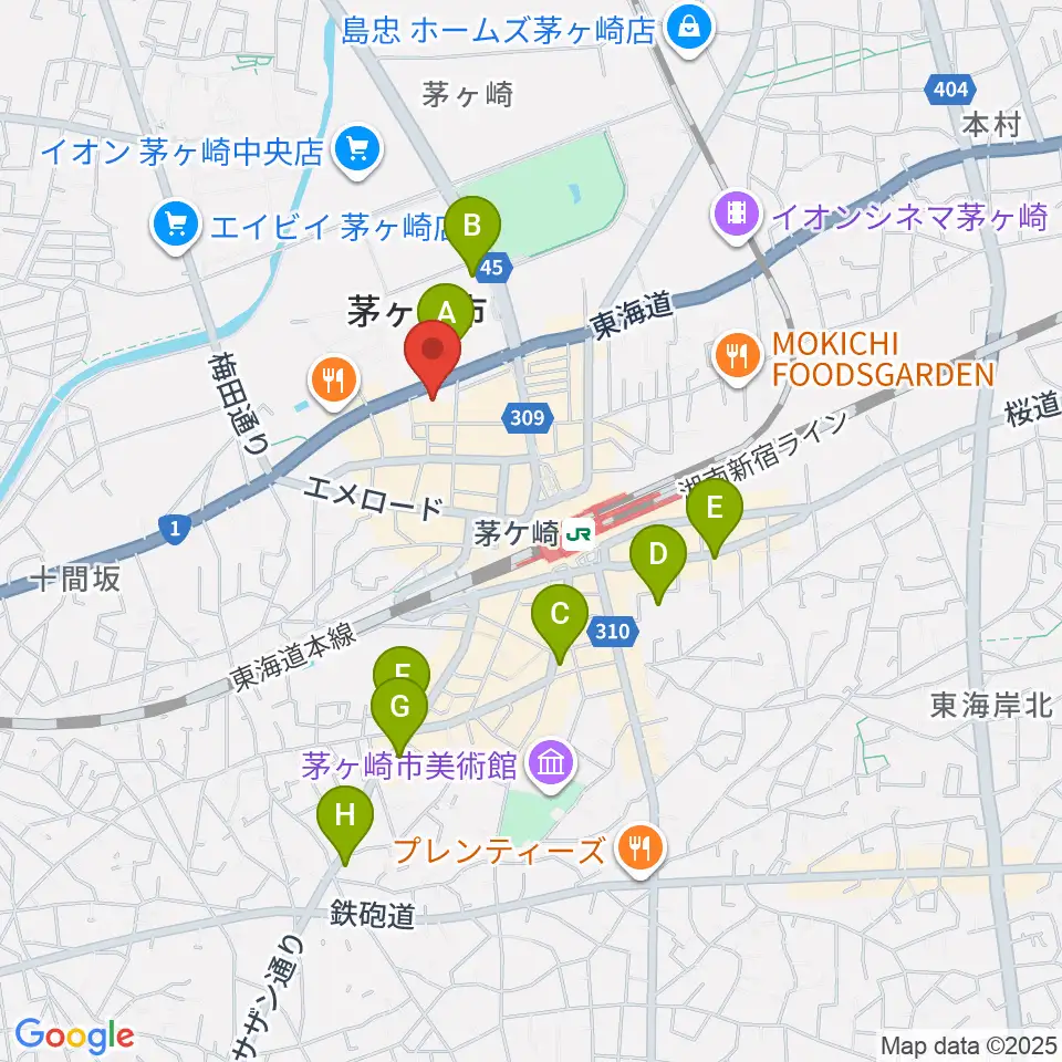 茅ヶ崎市勤労市民会館周辺のホテル一覧地図