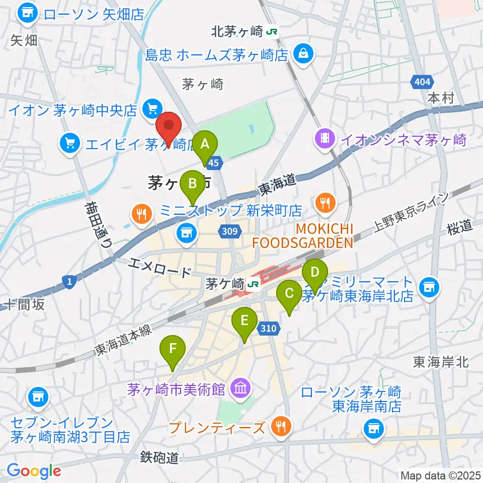 茅ヶ崎市総合体育館周辺のホテル一覧地図