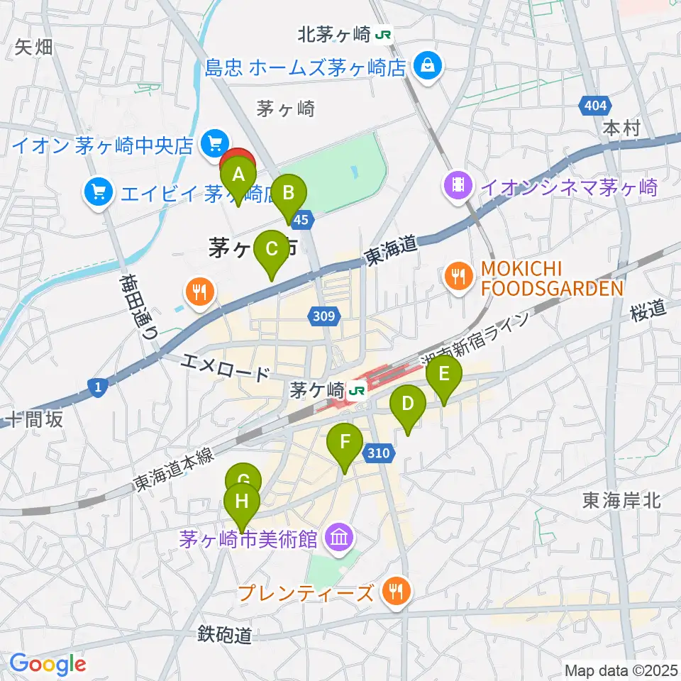 茅ヶ崎市総合体育館周辺のホテル一覧地図