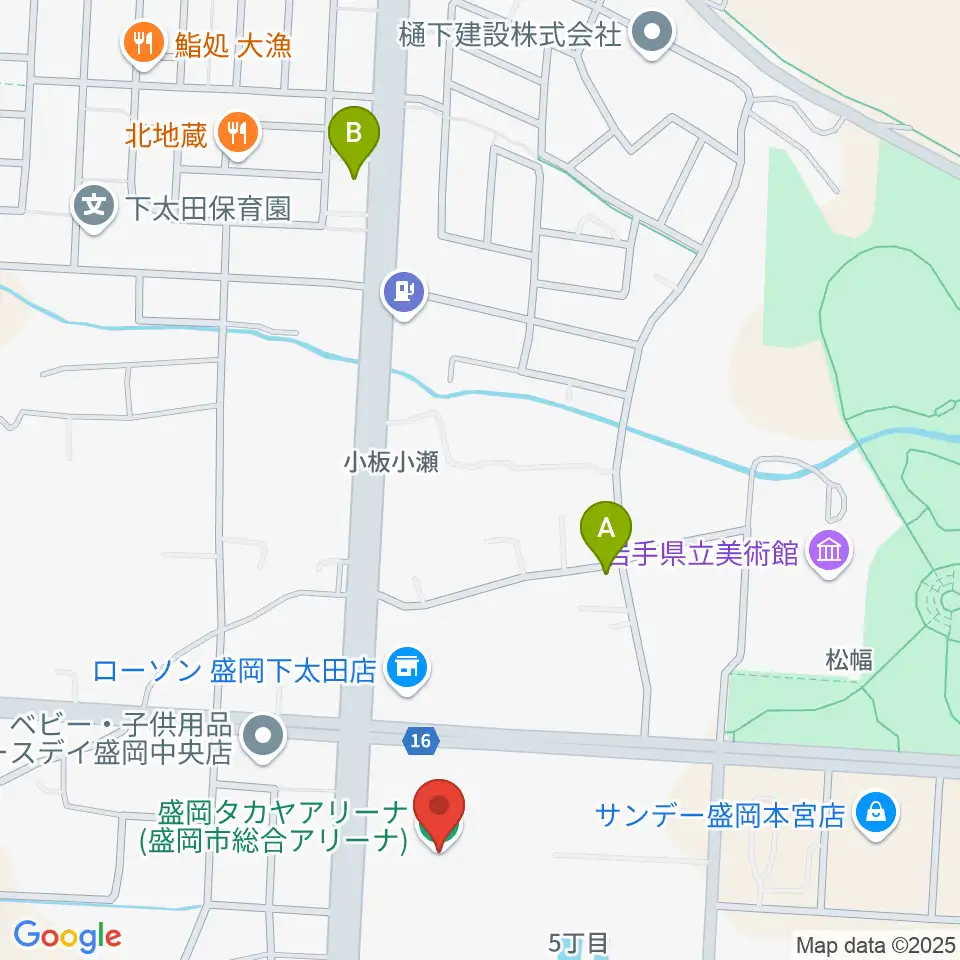 盛岡タカヤアリーナ周辺のホテル一覧地図