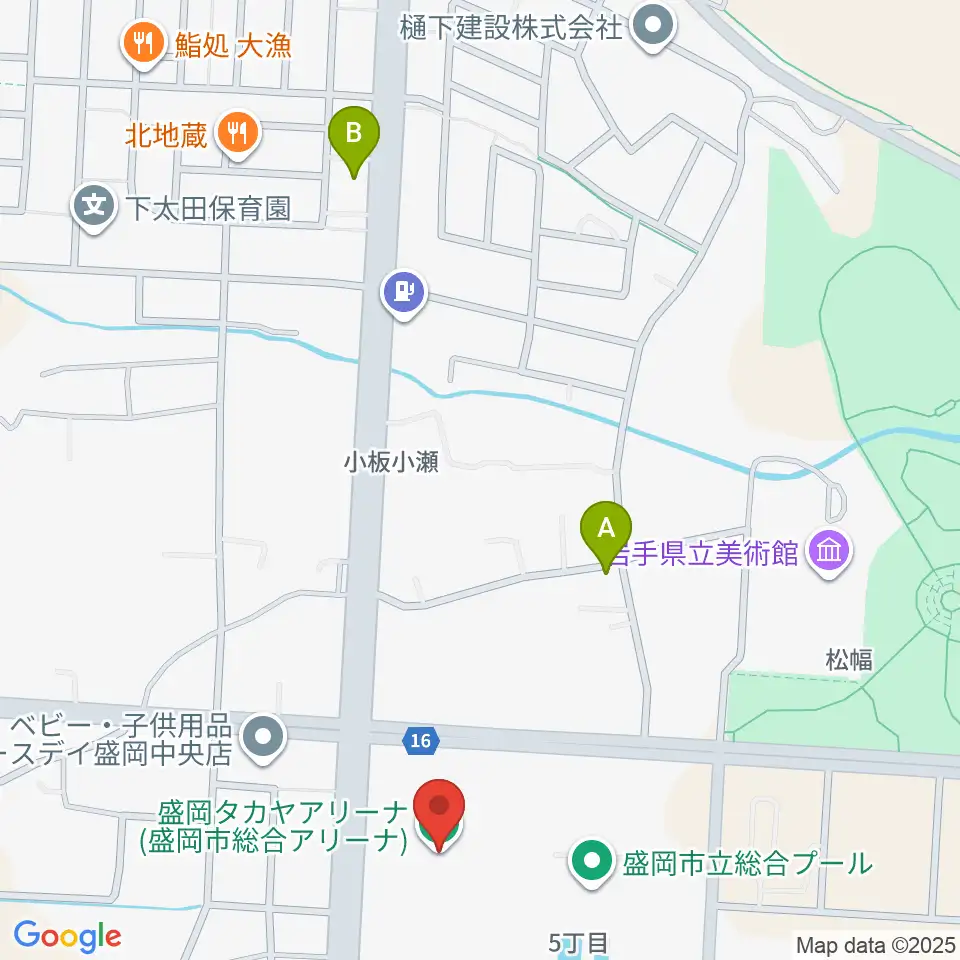 盛岡タカヤアリーナ周辺のホテル一覧地図