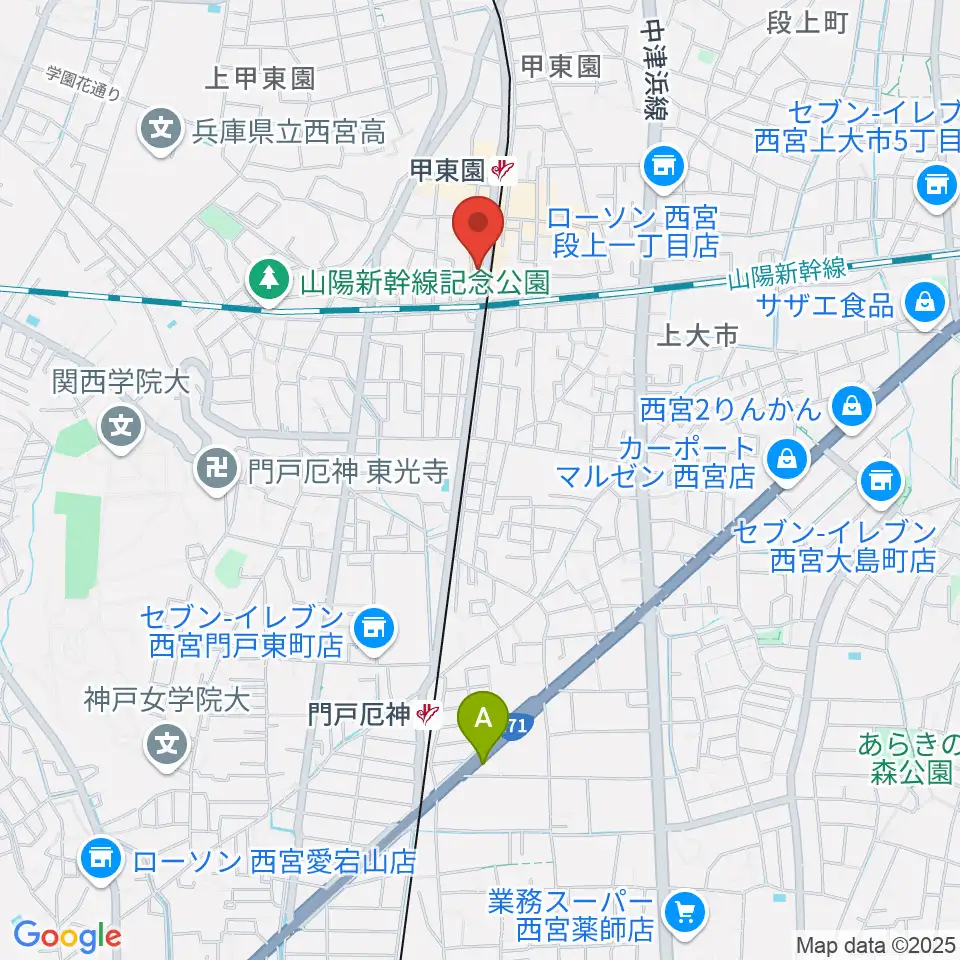甲東園スタジオバードランド周辺のホテル一覧地図