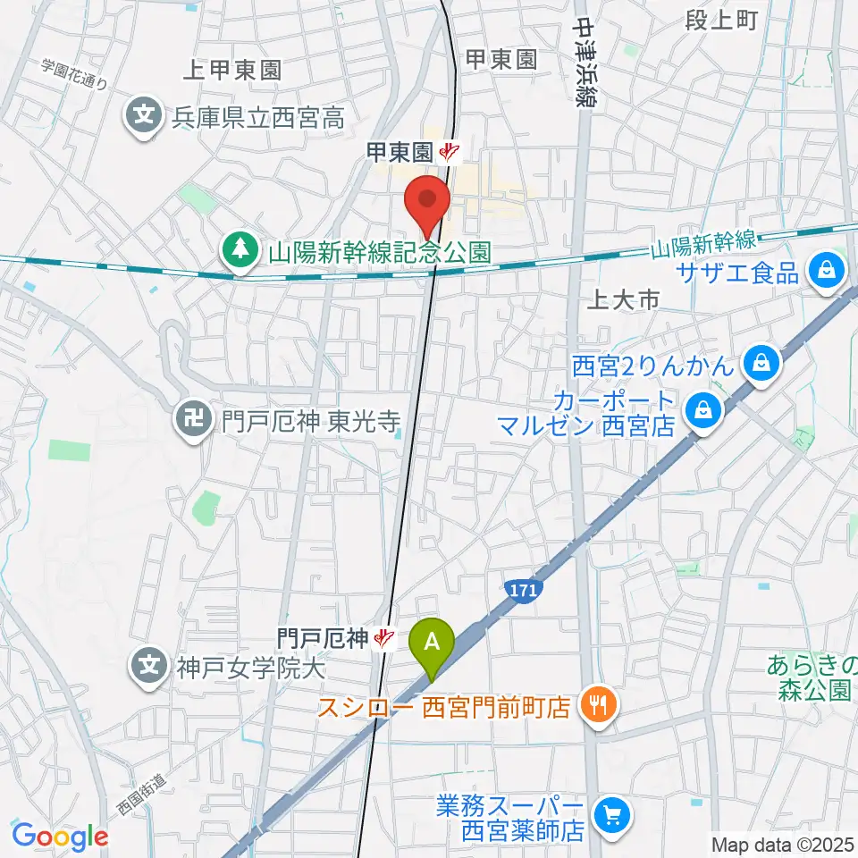 甲東園スタジオバードランド周辺のホテル一覧地図