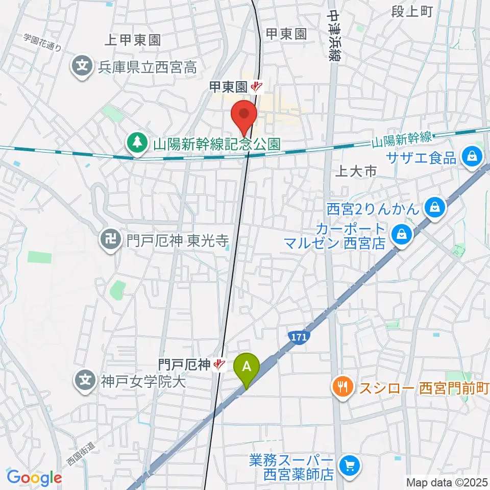 甲東園スタジオバードランド周辺のホテル一覧地図