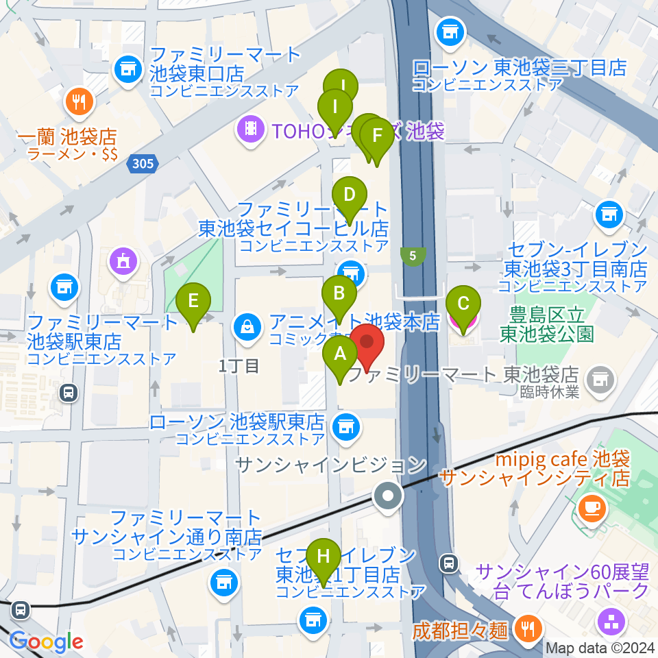 グランドシネマサンシャイン池袋周辺のホテル一覧地図