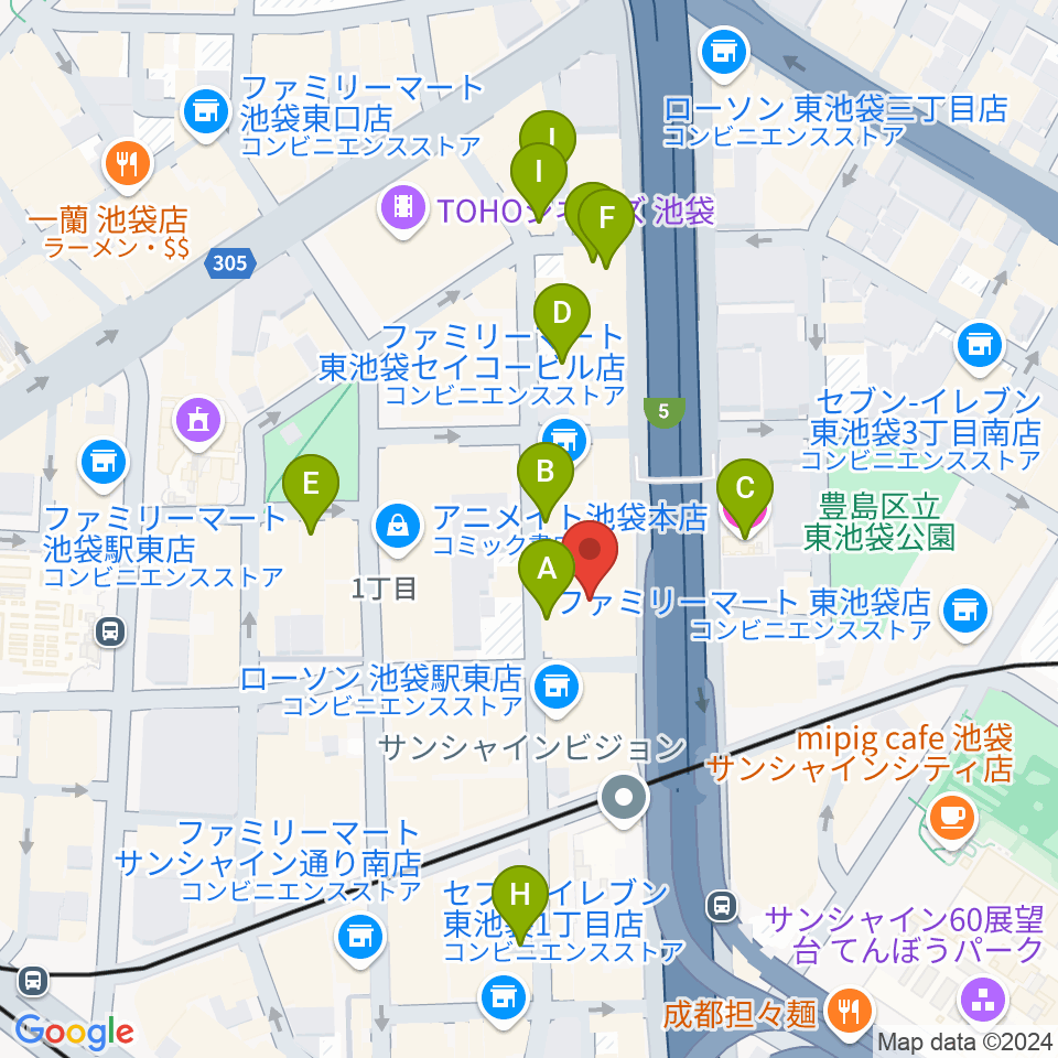 グランドシネマサンシャイン池袋周辺のホテル一覧地図