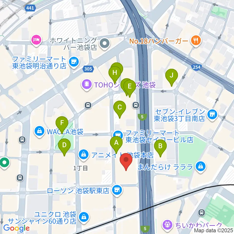グランドシネマサンシャイン池袋周辺のホテル一覧地図