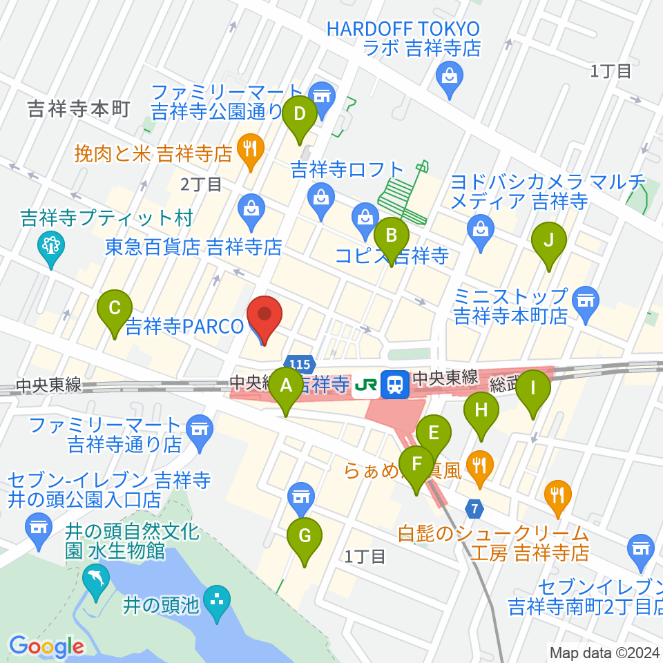 アップリンク吉祥寺周辺のホテル一覧地図