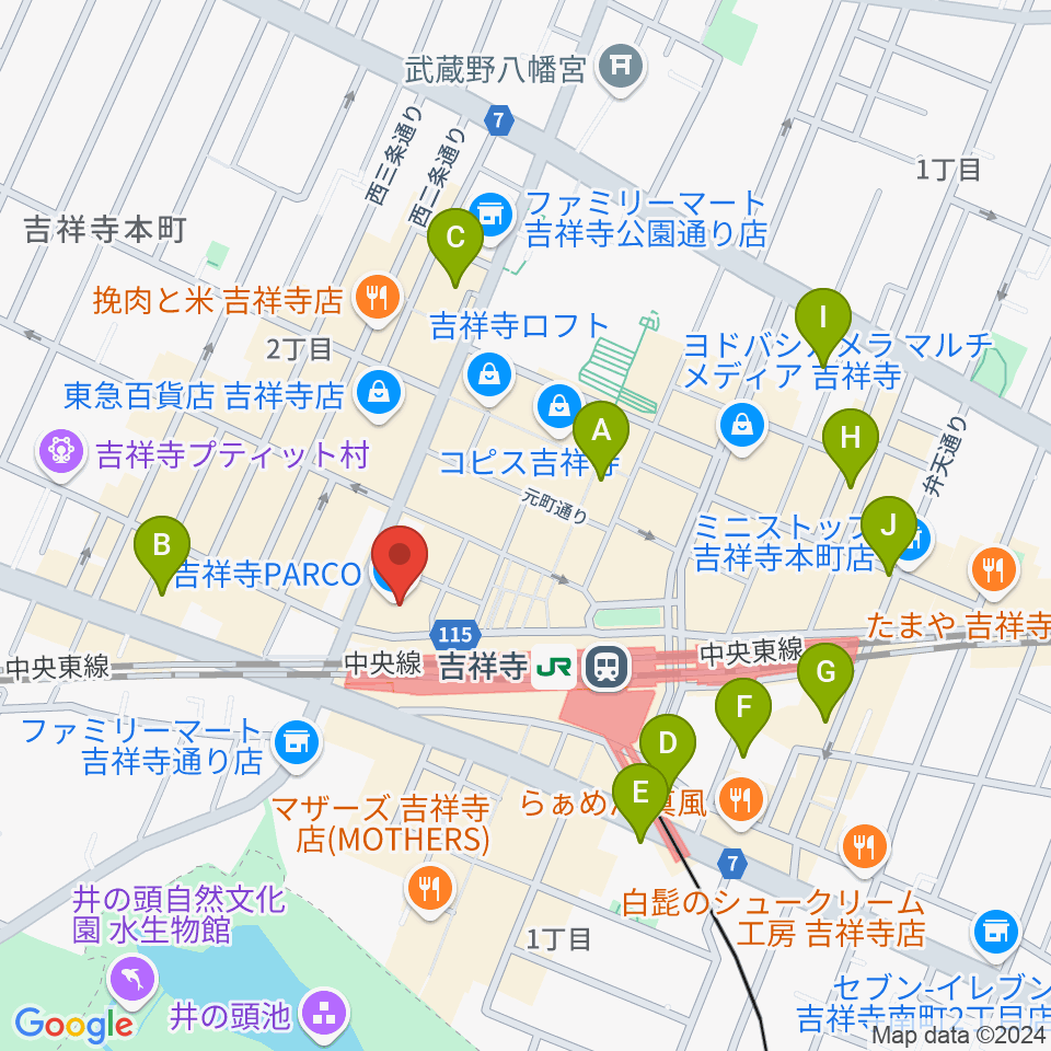 アップリンク吉祥寺周辺のホテル一覧地図