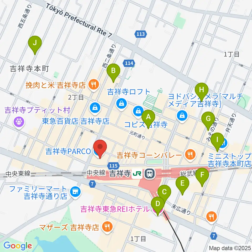 アップリンク吉祥寺周辺のホテル一覧地図