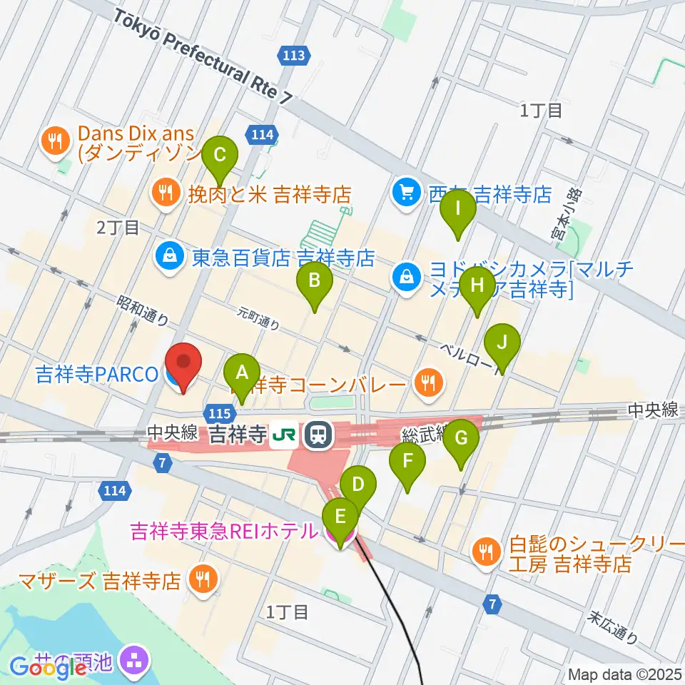 アップリンク吉祥寺周辺のホテル一覧地図