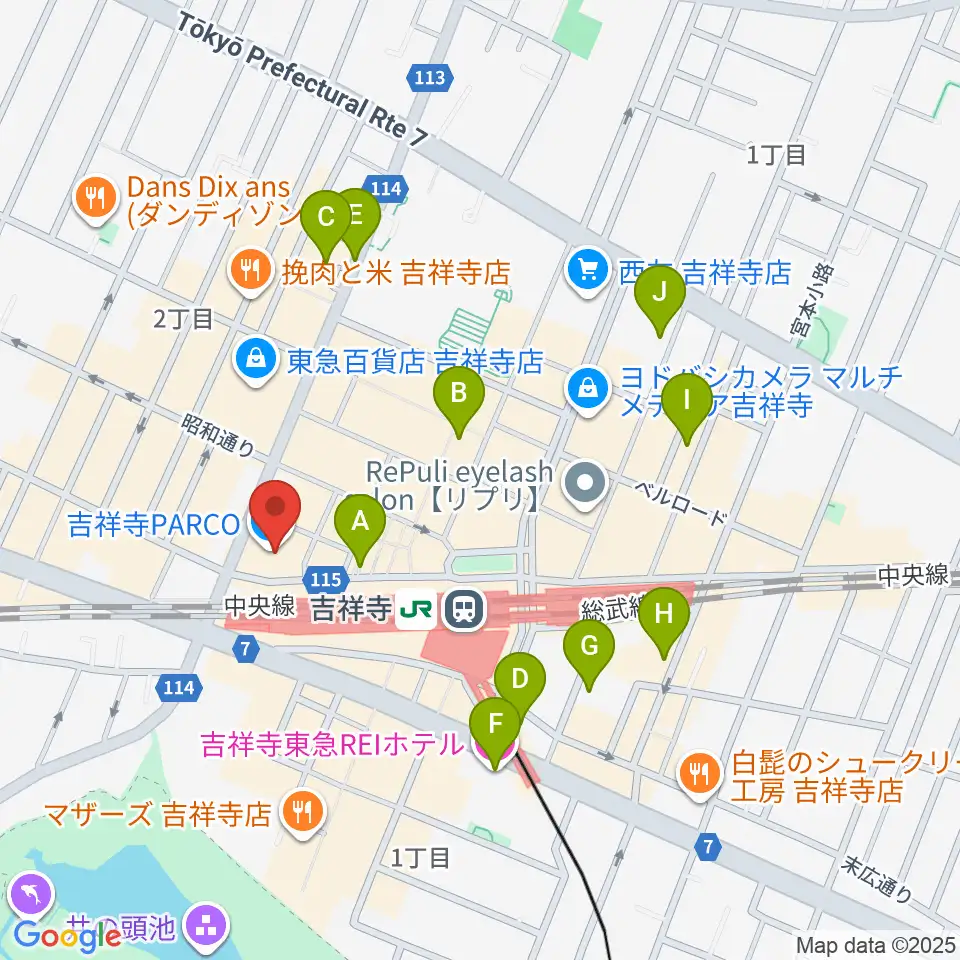アップリンク吉祥寺周辺のホテル一覧地図