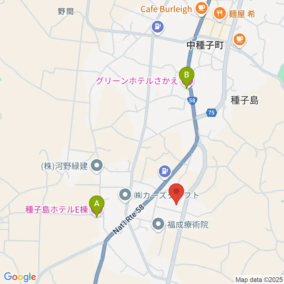 種子島こりーな周辺のホテル一覧地図