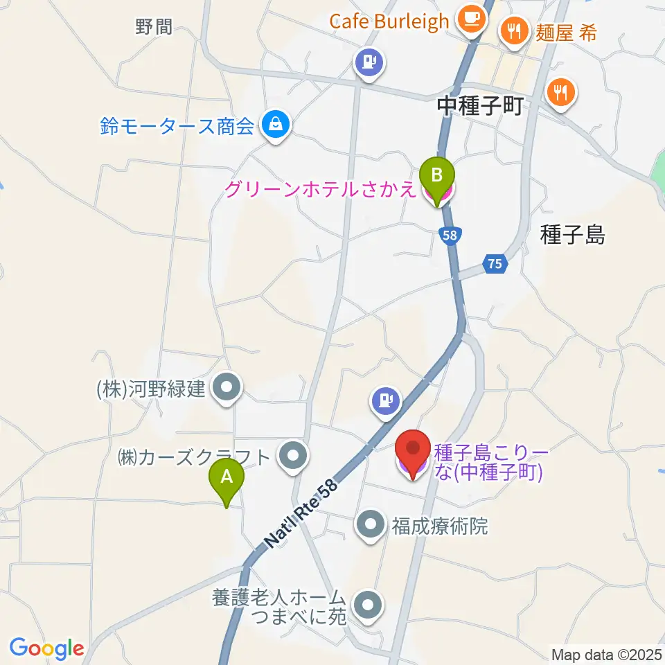 種子島こりーな周辺のホテル一覧地図