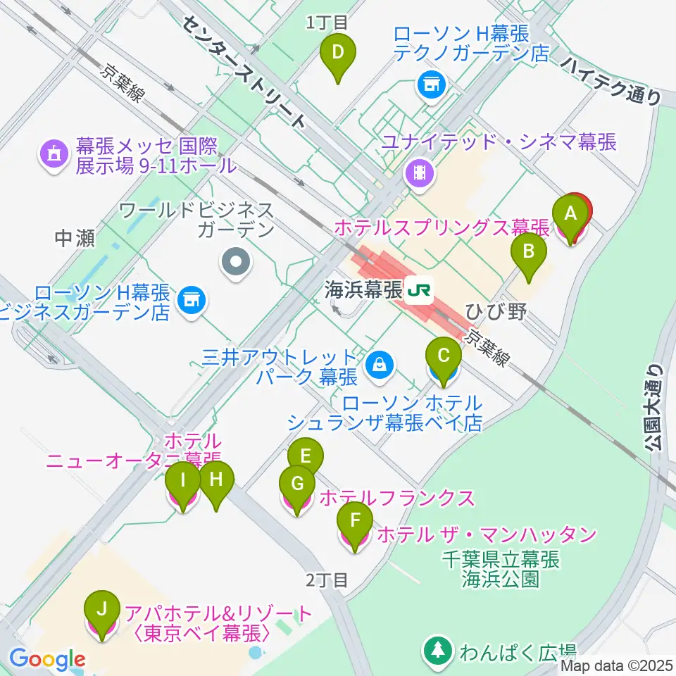 ホテルスプリングス幕張スプリングスホール周辺のホテル一覧地図