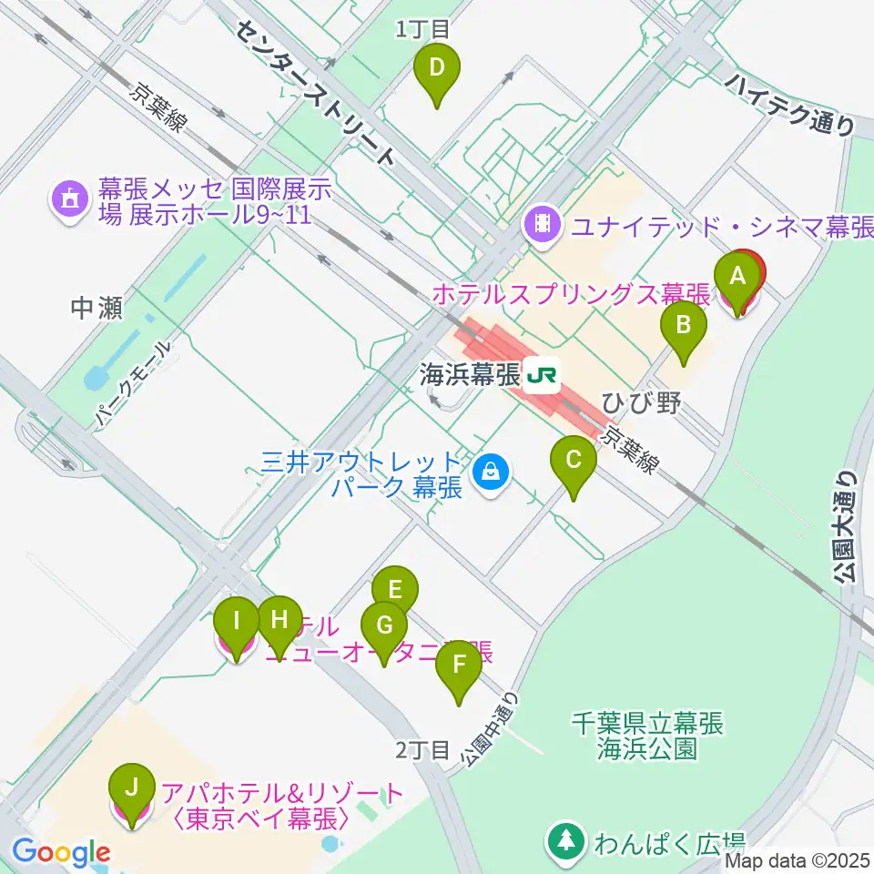 ホテルスプリングス幕張スプリングスホール周辺のホテル一覧地図