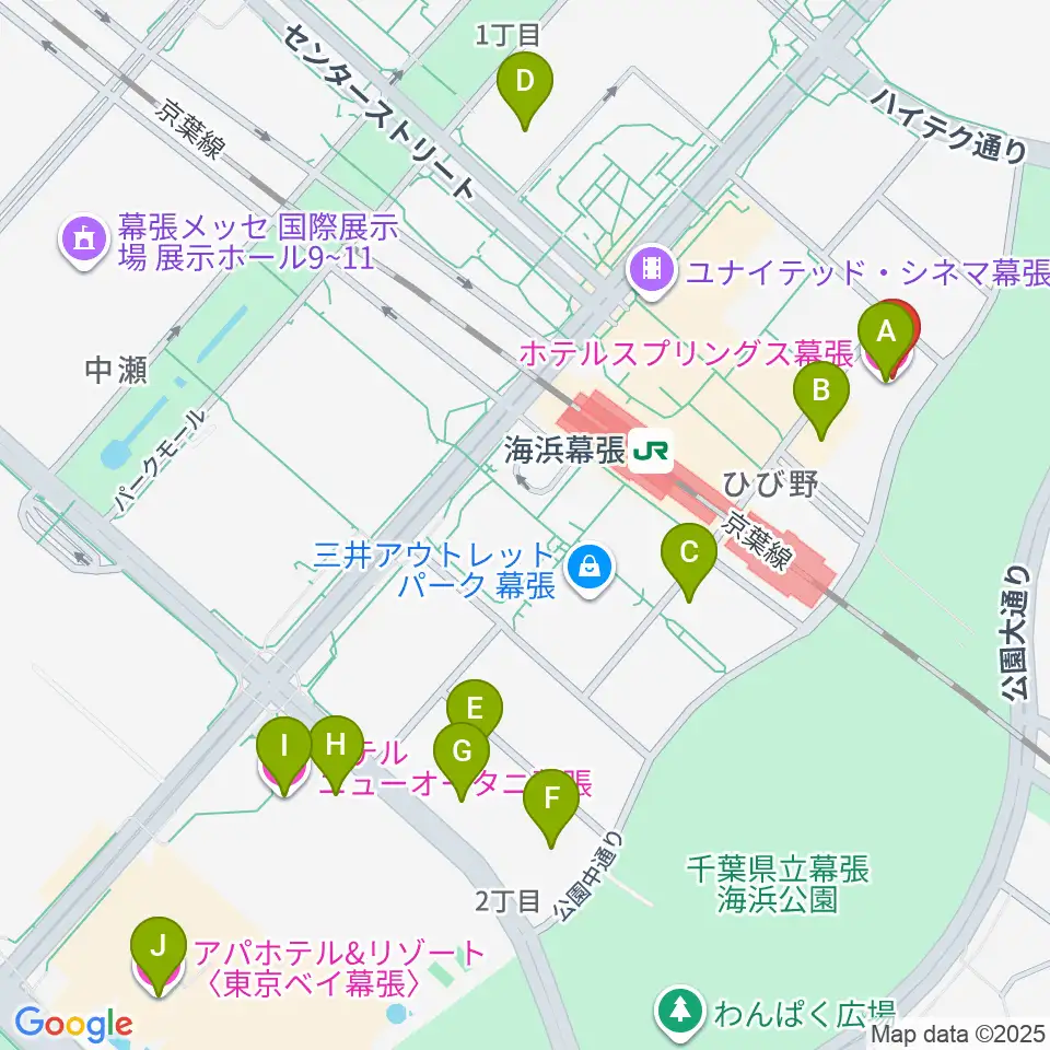 ホテルスプリングス幕張スプリングスホール周辺のホテル一覧地図