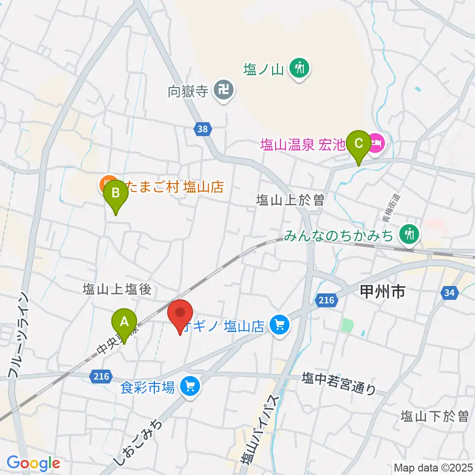 甲州市民文化会館周辺のホテル一覧地図
