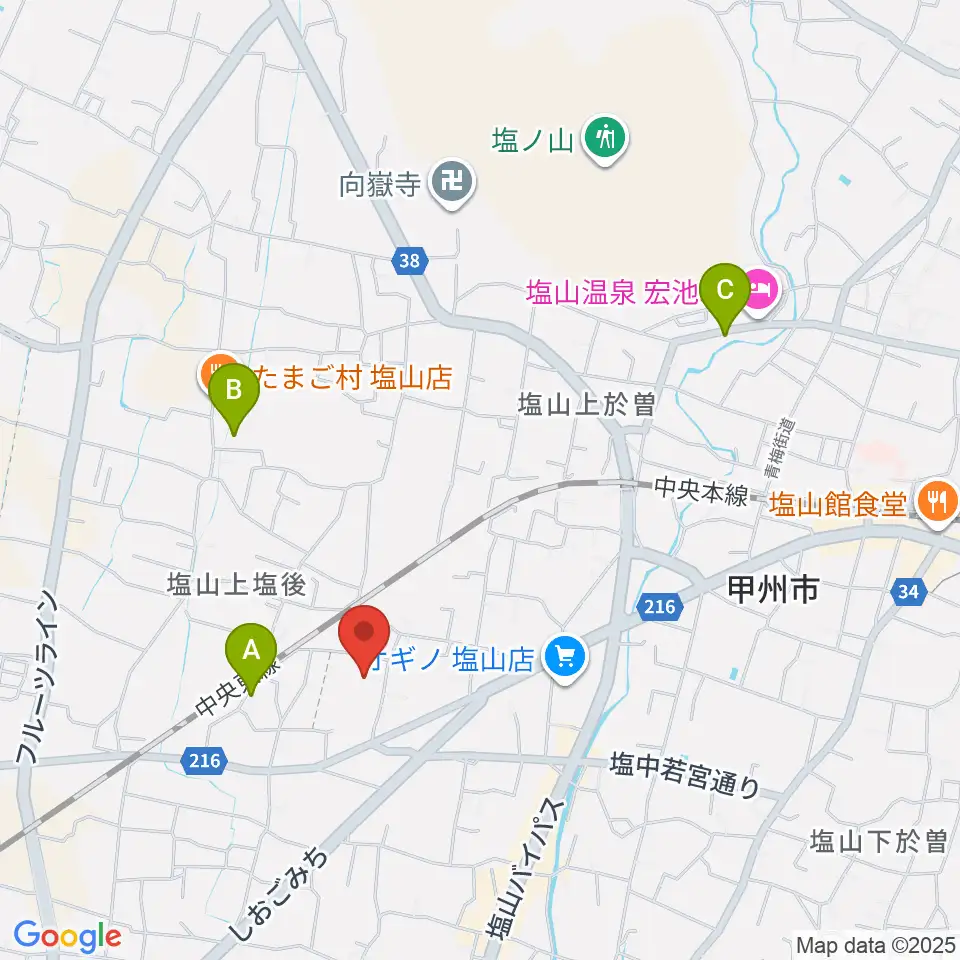 甲州市民文化会館周辺のホテル一覧地図