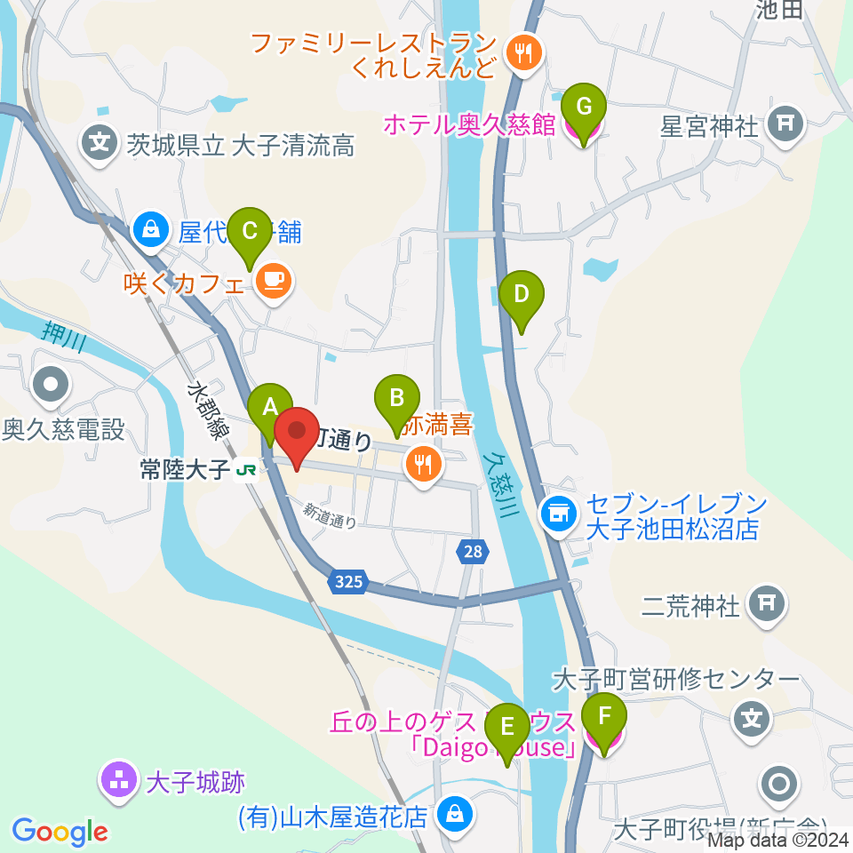 大子町文化福祉会館まいん周辺のホテル一覧地図