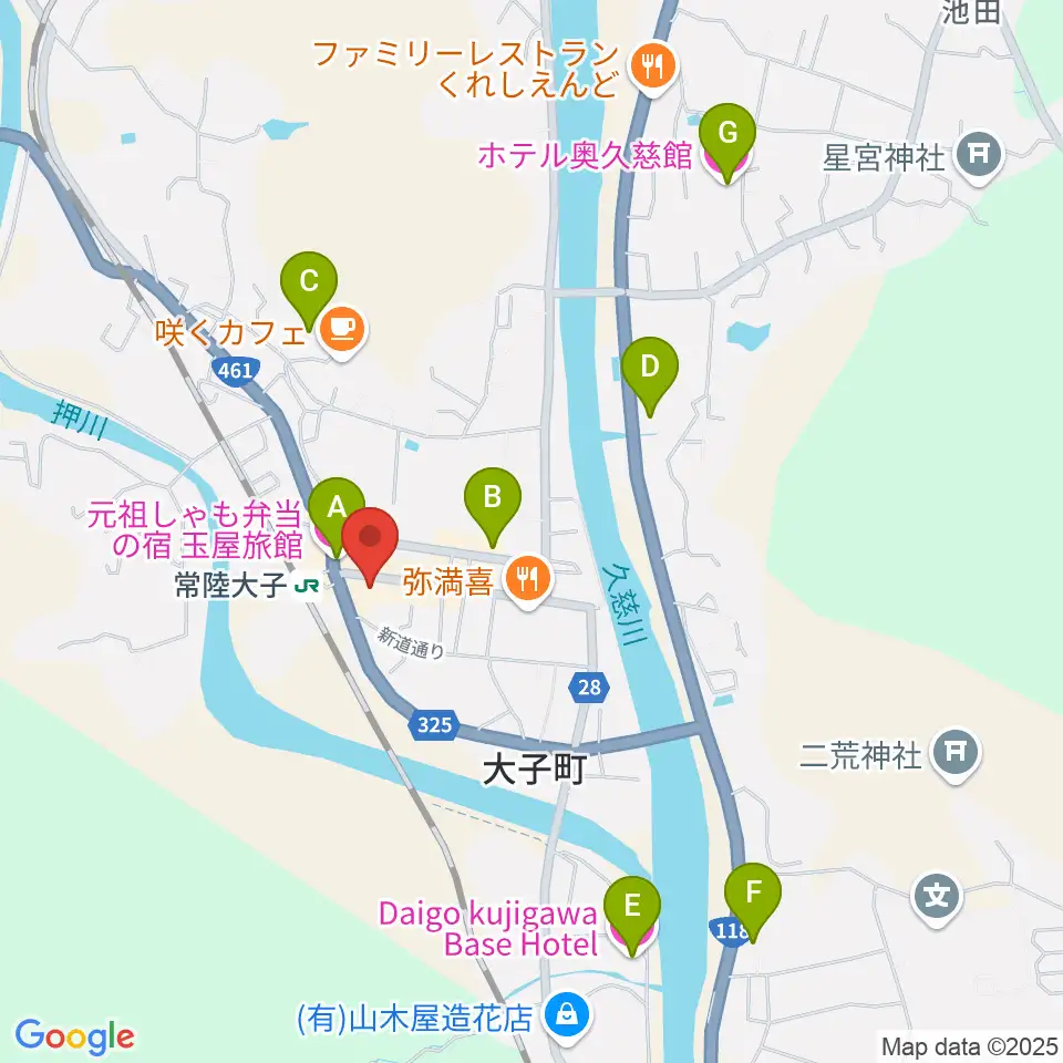 大子町文化福祉会館まいん周辺のホテル一覧地図