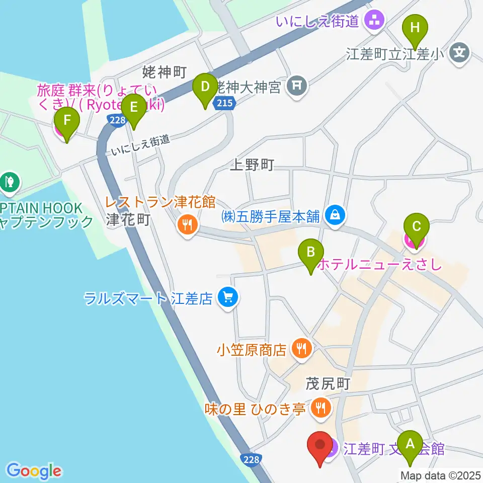 江差町文化会館周辺のホテル一覧地図