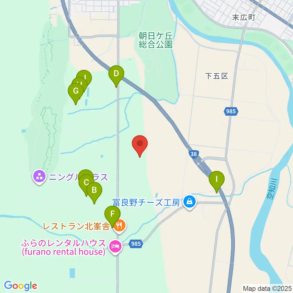 富良野演劇工場周辺のホテル一覧地図