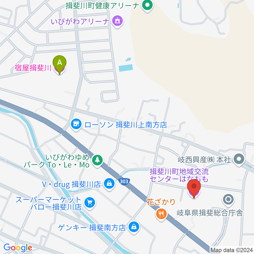 揖斐川町地域交流センターはなもも周辺のホテル一覧地図