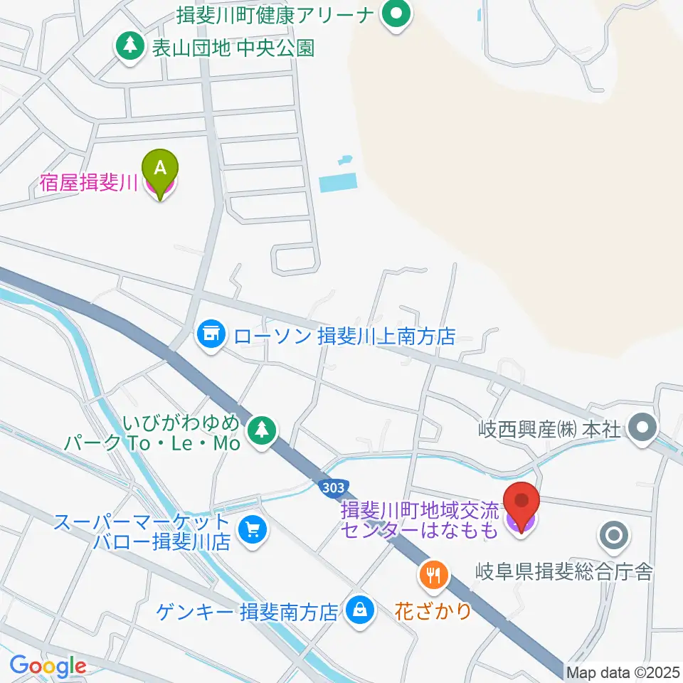揖斐川町地域交流センターはなもも周辺のホテル一覧地図