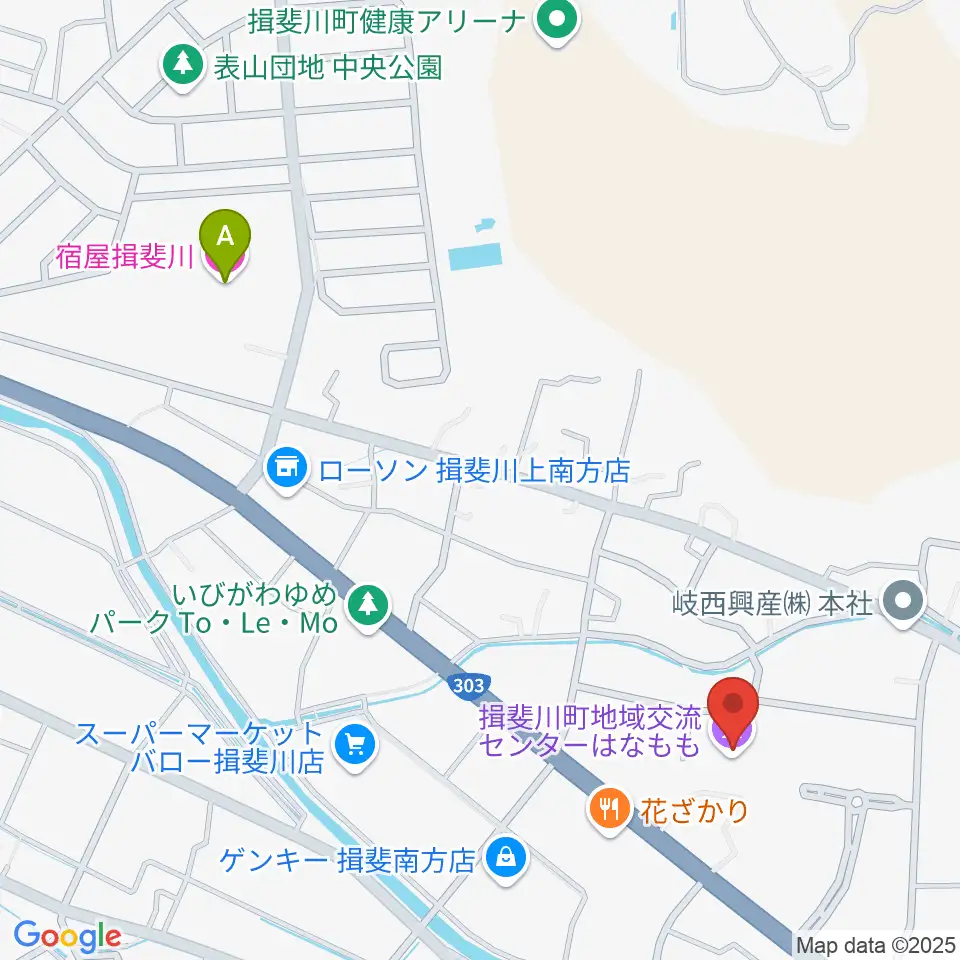 揖斐川町地域交流センターはなもも周辺のホテル一覧地図