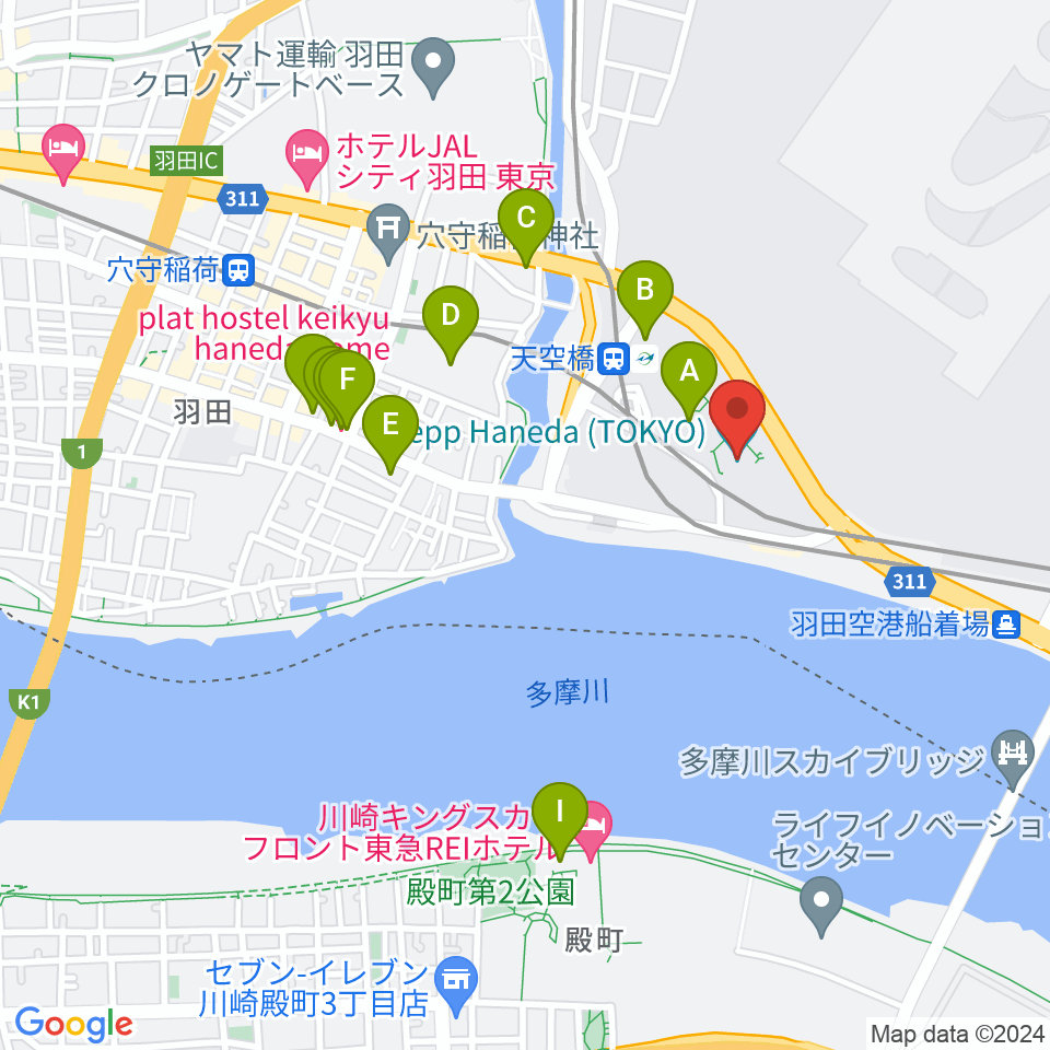 Zepp羽田周辺のホテル一覧地図