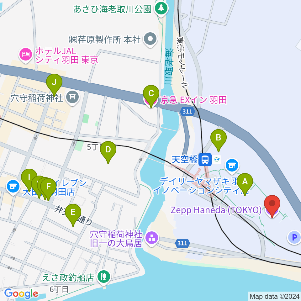 Zepp羽田周辺のホテル一覧地図