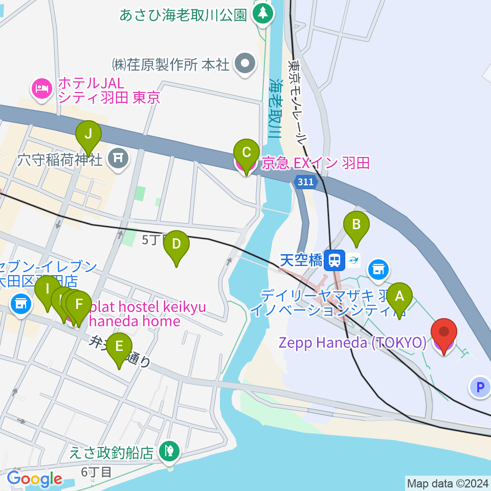 Zepp羽田周辺のホテル一覧地図