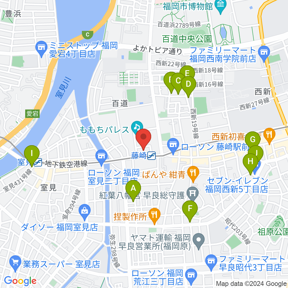 福岡市立早良市民センター周辺のホテル一覧地図
