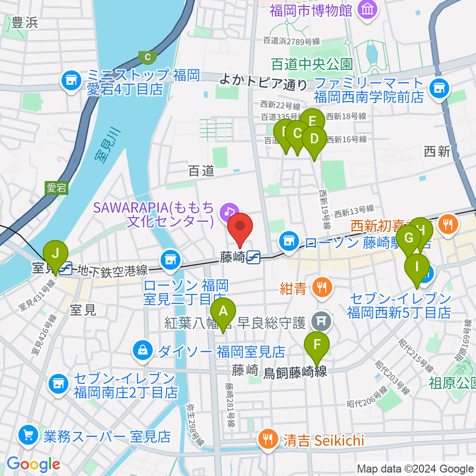 福岡市立早良市民センター周辺のホテル一覧地図