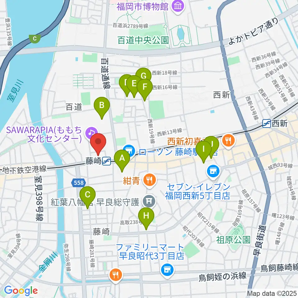 福岡市立早良市民センター周辺のホテル一覧地図