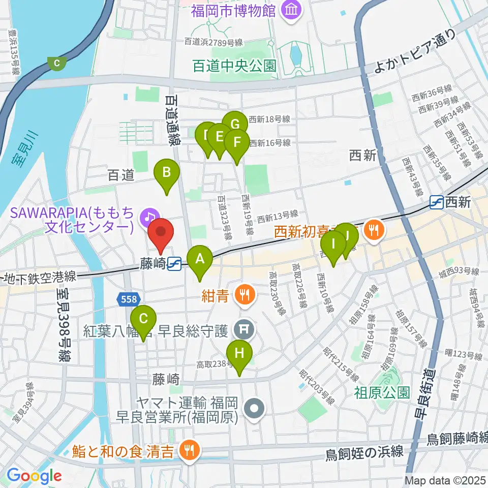 福岡市立早良市民センター周辺のホテル一覧地図
