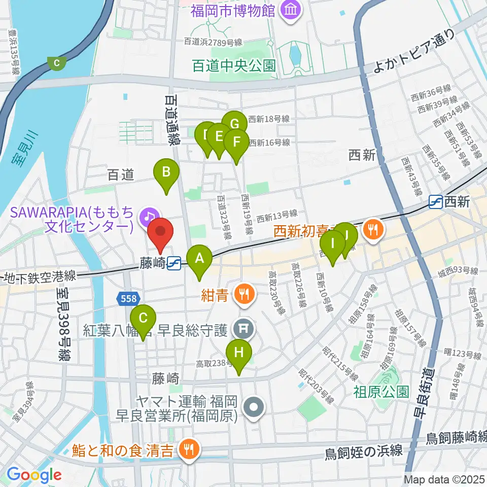 福岡市立早良市民センター周辺のホテル一覧地図