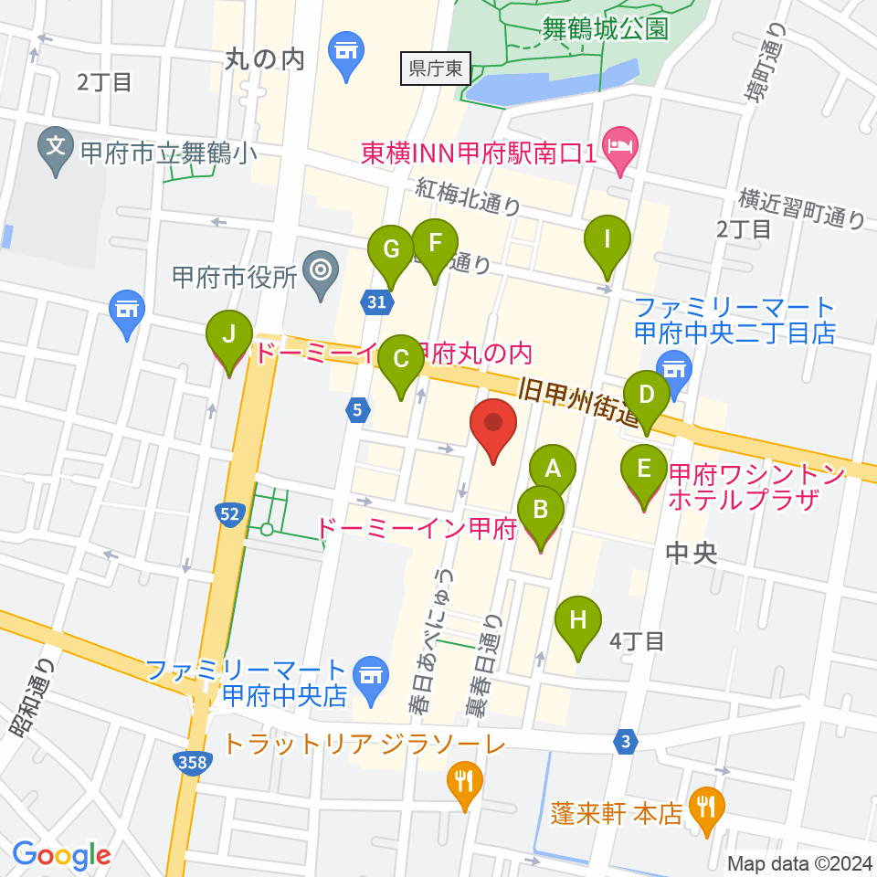 甲府SPACE101周辺のホテル一覧地図