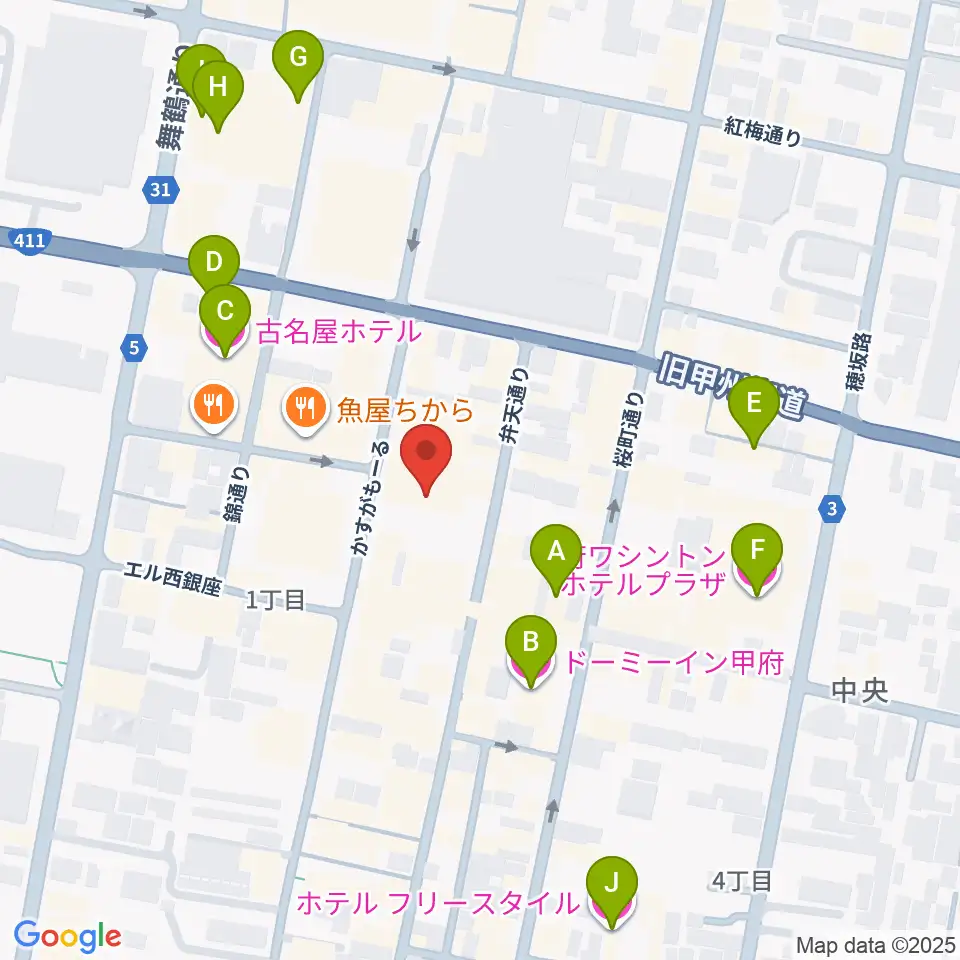 甲府SPACE101周辺のホテル一覧地図