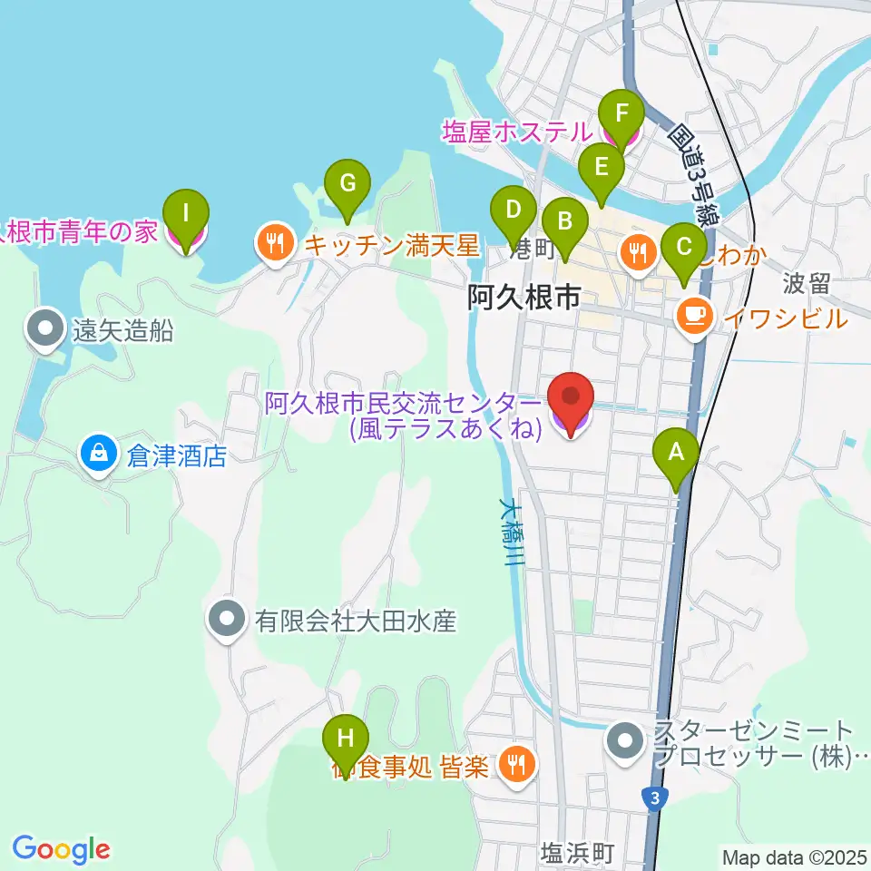 阿久根市民交流センター 風テラスあくね周辺のホテル一覧地図