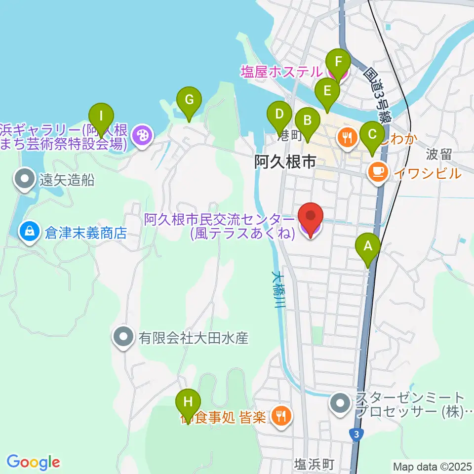 阿久根市民交流センター 風テラスあくね周辺のホテル一覧地図