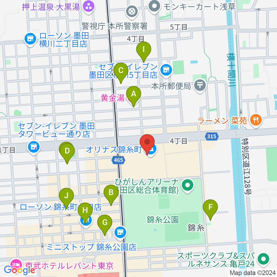 TOHOシネマズ錦糸町オリナス周辺のホテル一覧地図